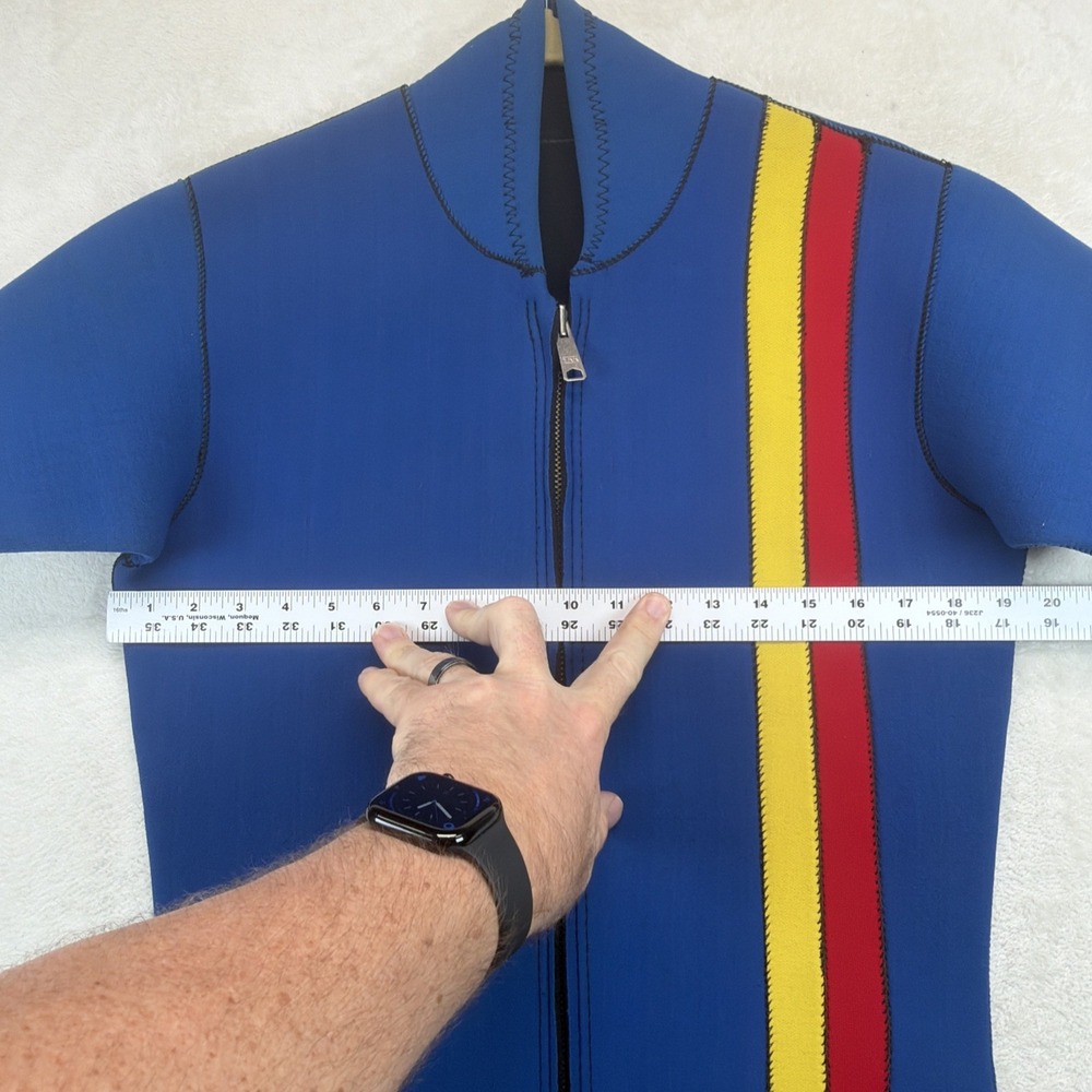 Vintage Primo Shorty Wetsuit Blue Neoprene Front‎ Zip Surf Dive Springsuit - Picture 4 of 12